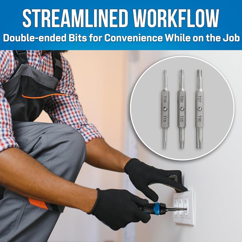 Jonard Tools رؤوس توركس بديلة RSDS-TRB لمفك الأمان RSDS-151 - مزدوجة الطرف، تشمل 10-15، 20-25، 27-30 رؤوس توركس دبابيس - Image 3